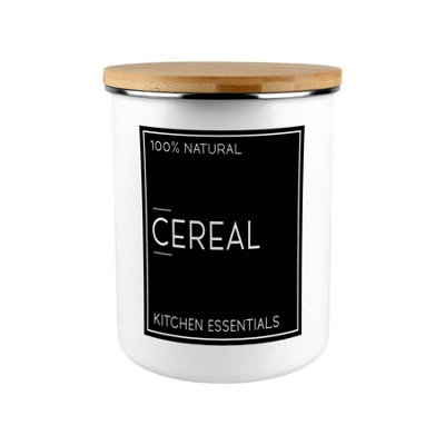 Purely Home Inverted Minimalist Cereal Storage CanisterStylish Black & White Kitchen/home Large Enamel Food Storage Jar With Lid Gift from B&Q