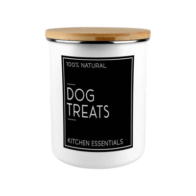 Purely Home Inverted Minimalist Dog Treats Storage CanisterStylish Black & White Kitchen/home Large Enamel Jar With Lid Dog Lovers Gift from B&Q