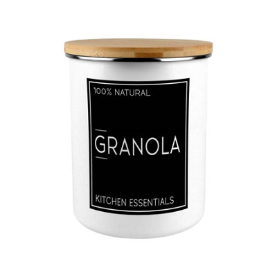 Purely Home Inverted Minimalist Granola Storage CanisterStylish Black & White Kitchen/home Large Enamel Food Storage Jar With Lid Gift from B&Q