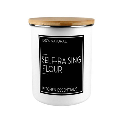Purely Home Inverted Minimalist Self-Raising Flour Storage Canister - Stylish Black & White Kitchen/home Large Enamel Jar With Lid Bakers Gift