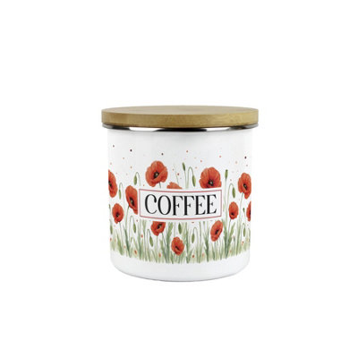 Purely Home Summer Poppies Coffee Storage CanisterRed & Green Floral Kitchen Gifts For GardenersMedium Metal Enamel Container 600Ml from B&Q