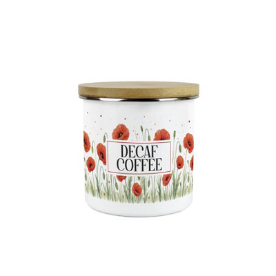 Purely Home Summer Poppies Decaf Coffee Storage CanisterRed & Green Floral Kitchen Gifts For GardenersMedium Metal Enamel Container from B&Q