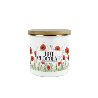 Purely Home Summer Poppies Hot Chocolate Storage CanisterRed & Green Floral Kitchen Gifts For GardenersMedium Metal Enamel Container from B&Q