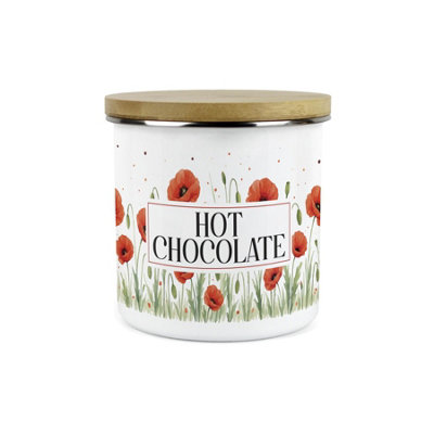 Purely Home Red Summer Poppies Hot Chocolate CanisterPoppy Patterned Floral Homewares Gifts1.2L Enamel Kitchen Storage Container from B&Q
