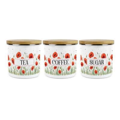 Summer Poppies Tea, Coffee & Sugar Canisters - Red Floral 1.2L Kitchen Jar Gifts - Image 4