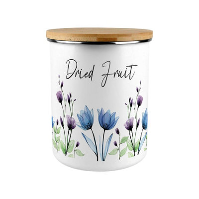 Purely Home Blooming Lovely Flowers Dried Fruit CanisterBlue & Purple Floral Large Enamel Kitchen Storage Container Gift from B&Q