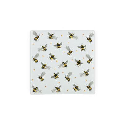 Purely Home Scattered Bees Glass Hot Pot StandHeat Resistant Non-Slip Trivet from B&Q