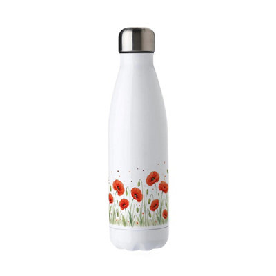 Purely Home Summer Poppies Water Bottle - Reusable Double Walled 500ml Hot/Cold Drinks Outdoor Bottle Floral Gifts - Image 4