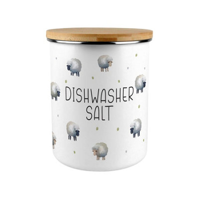 B&Q -  Spring Sheep Dishwasher Salt CanisterCountryside Farm Animals Large Enamel Kitchen/home Storage Container/gift