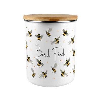 Purely Home Scattered Bees Bird Feed CanisterBumblebee Large Enamel Pet Food Storage Container/gifts For Bee Lovers from B&Q