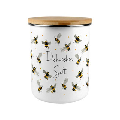 Purely Home Scattered Bees Dishwasher Salt CanisterBumblebee Large Enamel Home & Kitchen Storage Container/gifts For Bee Lovers from B&Q