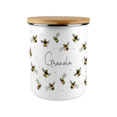 Purely Home Scattered Bees Granola CanisterBumblebee Large Enamel Kitchen Food Storage Container/gifts For Bee Lovers from B&Q