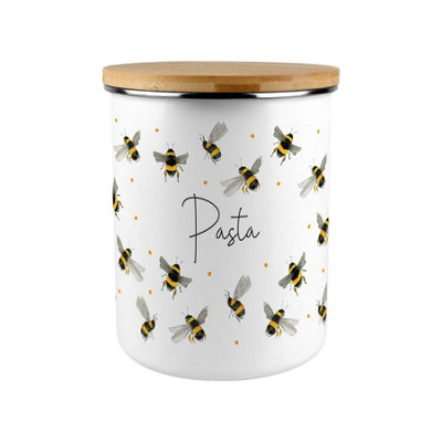 Purely Home Scattered Bees Pasta CanisterBumblebee Large Enamel Kitchen Food Storage Container/gifts For Bee Lovers from B&Q