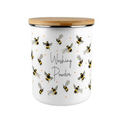 B&Q -  Scattered Bees Washing Powder CanisterBumblebee Large Enamel Kitchen & Laundry Storage Container/ Gifts For Bee Lovers