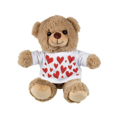 Red Hearts Teddy Bear - Small Light Brown Plush Toy Gifts for Valentines Day - Image 3