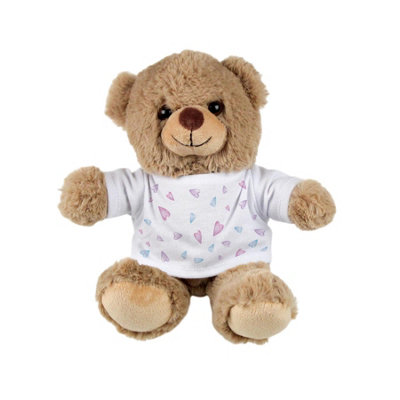 Pastel Hearts Teddy Bear - Small Light Brown Plush Toy Gifts for Valentines Day - Image 3