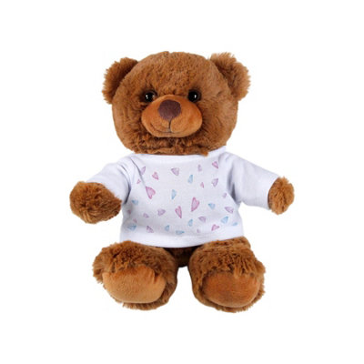 Purely Home Pastel Hearts Teddy BearSmall Plush Toy Love Gifts For Valentines Day & AnniversariesDark Brown Stuffed Animal With T-Shirt from B&Q
