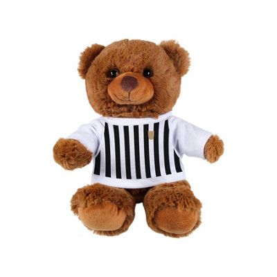 Purely Home Football Kit Teddy BearSmall Plush Toy Gifts For Sports FansDark Brown Stuffed Animal With Printed Black And White T-Shirt from B&Q
