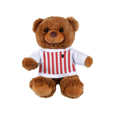 Purely Home Football Kit Teddy BearSmall Plush Toy Gifts For Sports FansDark Brown Stuffed Animal With Printed Red And White T-Shirt from B&Q