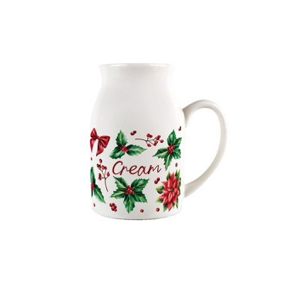 B&Q -  Christmas Holly Leaves Small Porcelain Cream Serving Jug