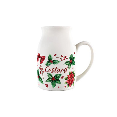 Christmas Holly Custard Jug - Porcelain Xmas Serving Pitcher Gift with Handle - Image 3
