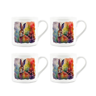 Purely Home Vibrant Hare Bone China MugsSet Of 4 from B&Q