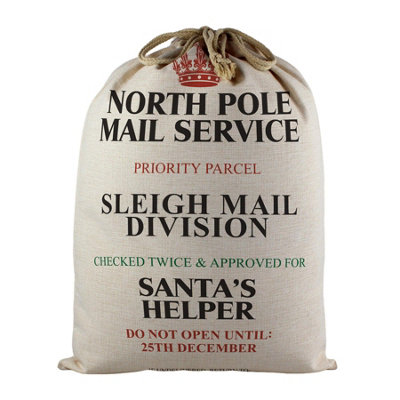 Purely Home Sleigh Mail Delivery Santa SackLarge Linen-Style Present Bag For Xmas Gifts With Drawstring Ties from B&Q