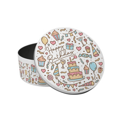 Purely Home Happy Birthday Cake TinKitchen Bakeware Birthday Party GiftsSmall Round Metal Storage Container For Baking 18 X 7Cm from B&Q