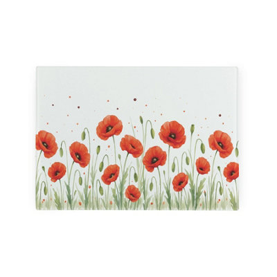 Purely Home Summer Poppies Smooth Glass Worktop SaverSmall Chopping Board from B&Q