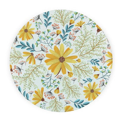 Yellow Daisies Worktop Protector - Large Circular Textured Glass Trivet Gift - Image 3