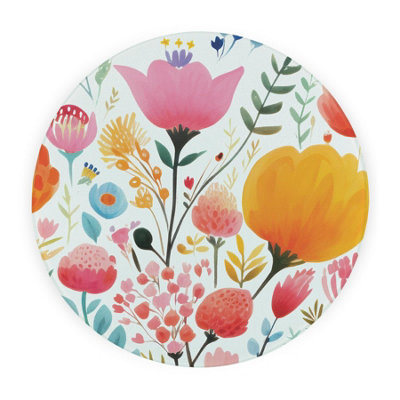 Purely Home Bright Floral Round Worktop ProtectorTextured Glass Chopping Board from B&Q