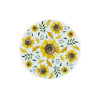 B&Q -  Sunflowers Textured Glass Round TrivetSmall Kitchen Chopping Board