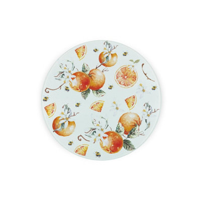B&Q -  Tangerines Textured Glass Round TrivetSmall Kitchen Chopping Board