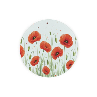 Purely Home Summer Poppies Textured Glass Round TrivetSmall Kitchen Chopping Board from B&Q