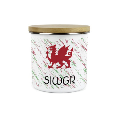 Purely Home Welsh Dragon Siwgr CanisterCymru Wales Homewares Gifts1.2L Enamel Hot Drinks/food Kitchen Storage Container from B&Q
