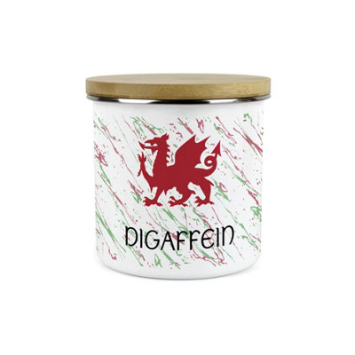 B&Q -  Welsh Dragon Digaffein CanisterCymru Wales Homewares Gifts1.2L Enamel Hot Drinks/food Kitchen Storage Container
