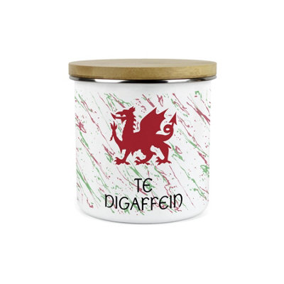 Purely Home Welsh Dragon Te Digaffein CanisterCymru Wales Homewares Gifts1.2L Enamel Hot Drinks/food Kitchen Storage Container from B&Q