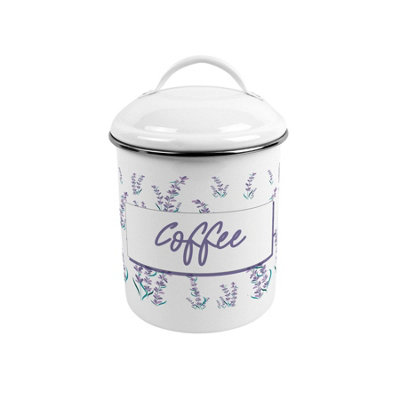 B&Q - Lavender Garden Coffee CanisterMetal Kitchen Storage Container