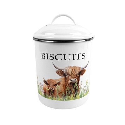 Highland Cow & Calf Large Metal Biscuit Canister - Kitchen Food Storage Gift - Image 3