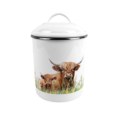 B&Q -  Highland Cow & Calf Large Kitchen Storage Tin