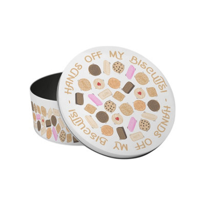 Hands Off My Biscuits Novelty Cake Tin - Small Round Baking Storage Gift - Image 2