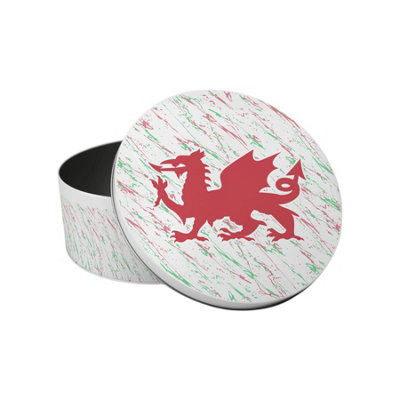 Purely Home Welsh Dragon Cake TinCymru Wales Souvenir GiftsSmall Round Metal Storage Container For Baking 18 X 7Cm from B&Q