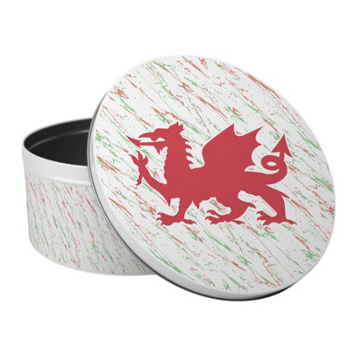 Purely Home Welsh Dragon Cake TinCymru Wales Souvenir GiftsLarge Round Metal Kitchen Storage Container 23 X 10Cm from B&Q