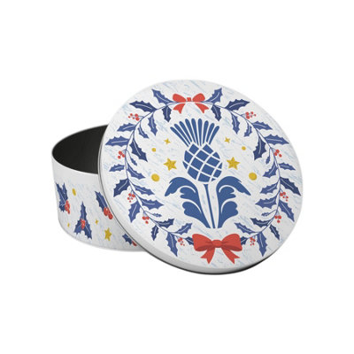 Purely Home Scottish Thistle Christmas Cake TinScotland Gaelic Souvenir GiftsSmall Round Metal Storage Container For Baking 18 X 7Cm from B&Q