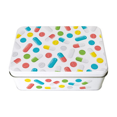Purely Home Pill Box Storage TinFirst Aid Medical Box OrganiserRectangular Metal Case 195 X 125 X 75mm from B&Q