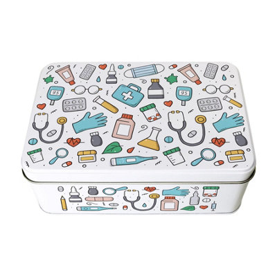 Purely Home Home First Aid Storage TinNovelty Cartoon Medical Box OrganiserRectangular Metal Case 195 X 125 X 75mm from B&Q