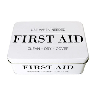 Purely Home Home First Aid Storage Tin Minimalist Medical Box OrganiserRectangular Metal Case 195 X 125 X 75mm from B&Q
