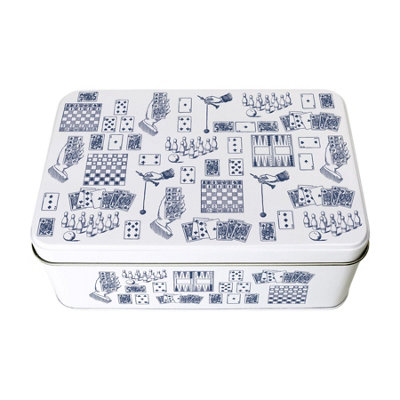 Purely Home Vintage Games Tin - Rectangular Metal Storage Container Board Game Gifts 195 X 125 X 75Mm B&Q
