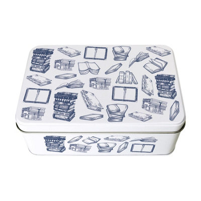 Purely Home Vintage Reading Tin - Rectangular Metal Storage Container Book Themed Gifts 195 X 125 X 75Mm B&Q