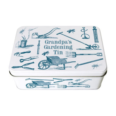 Purely Home Grandpas Gardening TinRectangular Metal Vintage Garden Tool/seed Storage Box Gifts For Fathers Day from B&Q